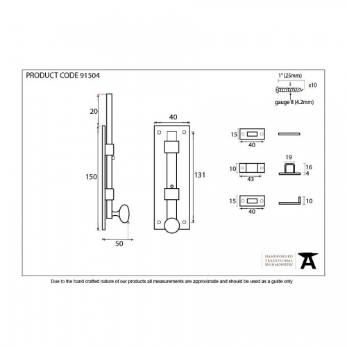 External Beeswax 6'' Universal Bolt